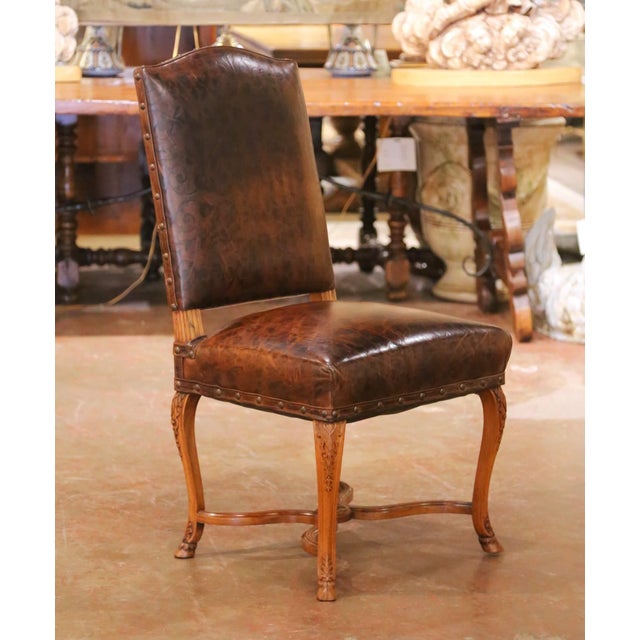 Bring elegance and comfort to a study, library, or writing desk with this handsome antique French desk chair. Crafted in...