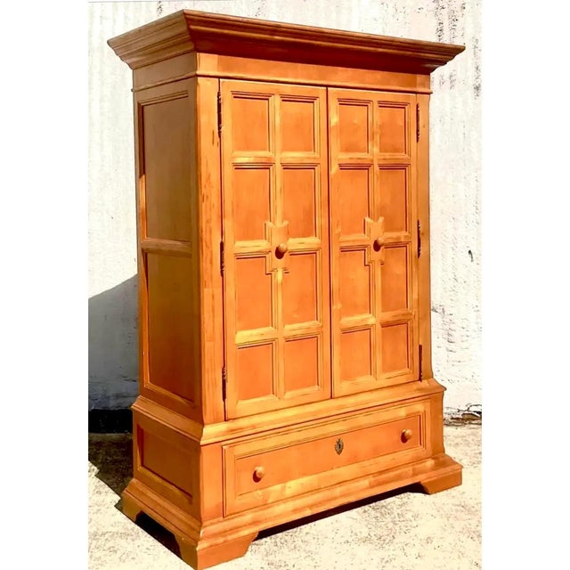 Vintage Drexel Pine Armoire Cabinet For Sale - Image 9 of 13
