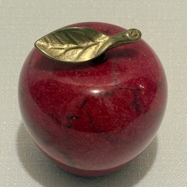 Vintage Carved Red Marble Apple Paperweight - Styled After Mangani / Italian Stone Fruit For Sale - Image 9 of 9