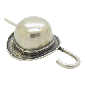 Vintage Italian Handmade Genuine Silver Bowler Hat Stick Dollhouse Miniature