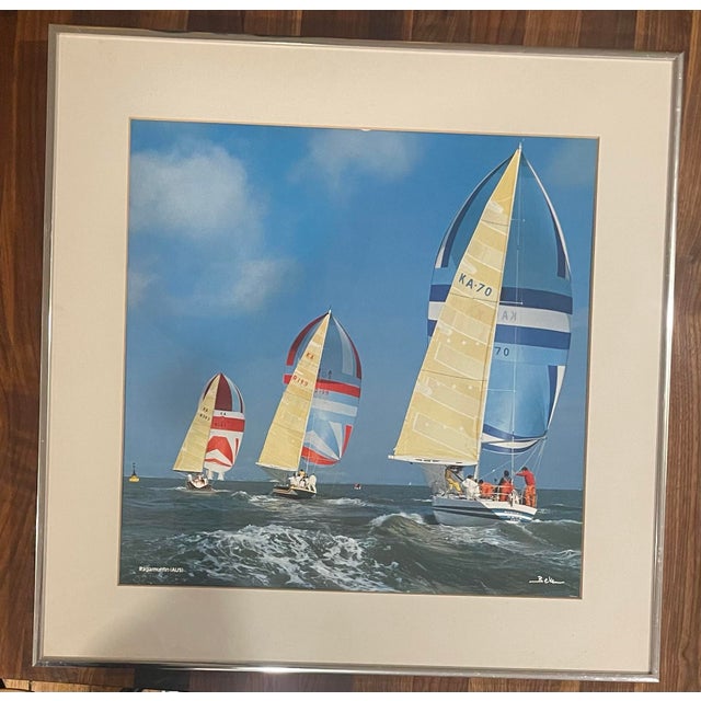 Signed Vintage Beken of Cowes Yacht Racing Photograph “Ragamuffin (Aus)” | Framed Nautical Regatta Art For Sale - Image 10 of 11
