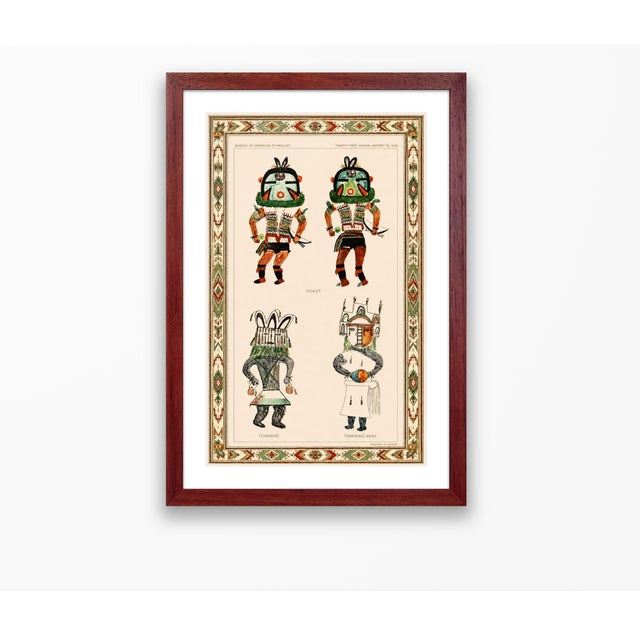 Tribal Atelier Aria Lumae Hopi Kachina Ritual Figures Companion Three Piece Gallery Board Set 18" X 27" For Sale - Image 3 of 18