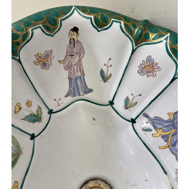 Vintage Sherle Wagner Chinoiserie Hand-Painted Porcelain Sink & Gilt Faucet Set For Sale - Image 10 of 16
