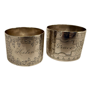 Pair of Vintage Silver Plated Monogrammed Napkin Rings