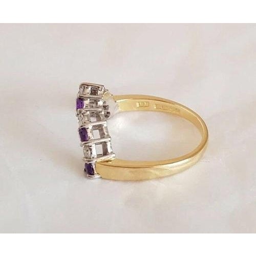 18ct Gold Diamond & Amethyst Dress Ring, 1995 For Sale - Image 3 of 12