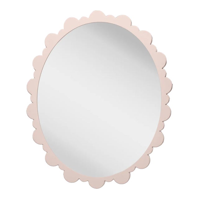 Fleur Home Garden District Valmont Oval Mirror in Pink Ground, 26x31 For Sale