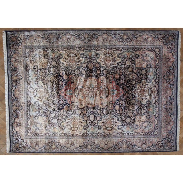 Silk Kashmiri Rug on Cotton Wrap For Sale - Image 11 of 11