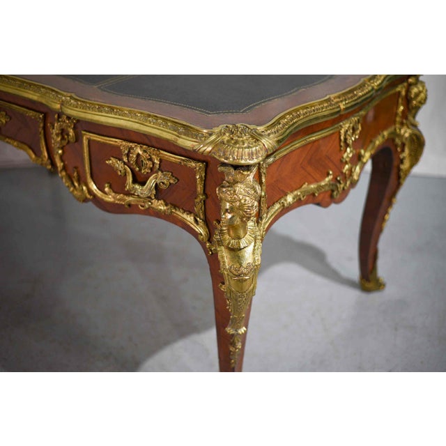 Late 19th Century Louis XV Style Gilt Bronze-Mounted Kingwood Bureau Plat Desk For Sale - Image 9 of 16