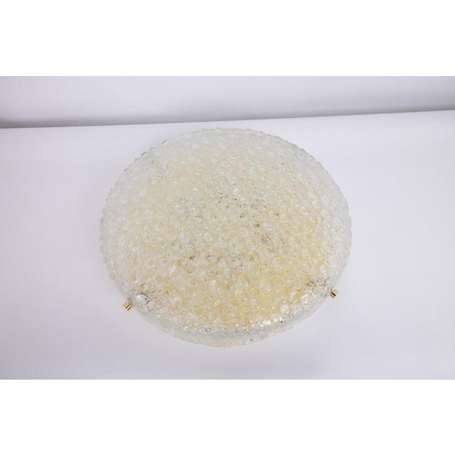 Large Vintage Flush Mount in Ice Glass from Hillebrand, Germany, 1970s For Sale - Image 6 of 16
