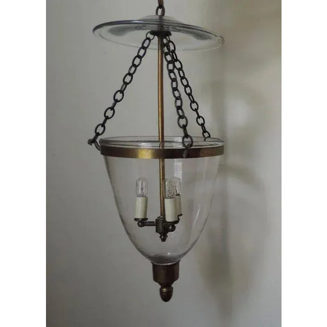 English 19th Century English Bell Jar Glass Hall Smoke Shade Electrified Lantern For Sale - Image 3 of 11