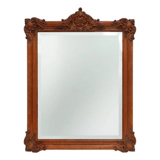 French Baroque Carved Wooden Beveled Mirror, 1890s For Sale