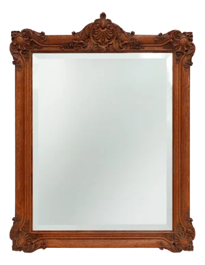 French Baroque Carved Wooden Beveled Mirror, 1890s