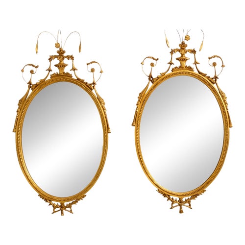 Pair Carvers Guild Adam Style Gold Mirrors