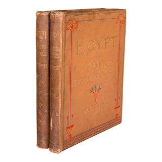 1884's 2 Large Vols Antique Reference Book, Egypt For Sale