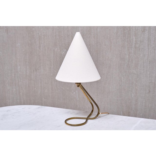 Danish Modern Adjustable Table Lamp with Brass Base and Cone Shade, 1950s For Sale - Image 15 of 15