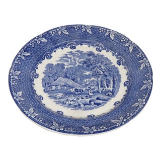 George Jones England Farm Pattern Blue Transferware Plate 4663b For Sale