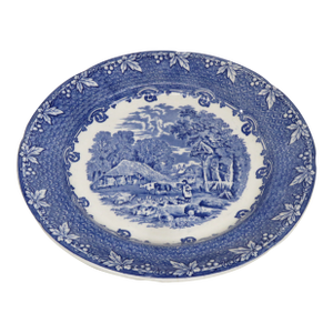 George Jones England Farm Pattern Blue Transferware Plate 4663b