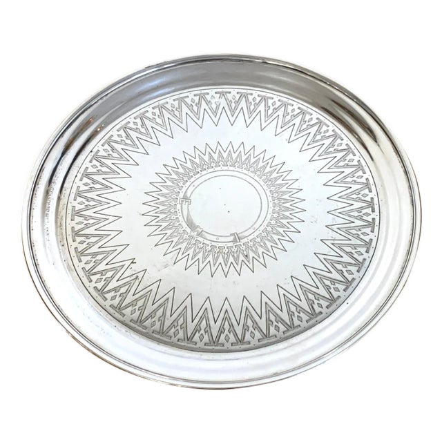 19th Century Russian Silver Engraved Salver, 1879 For Sale
