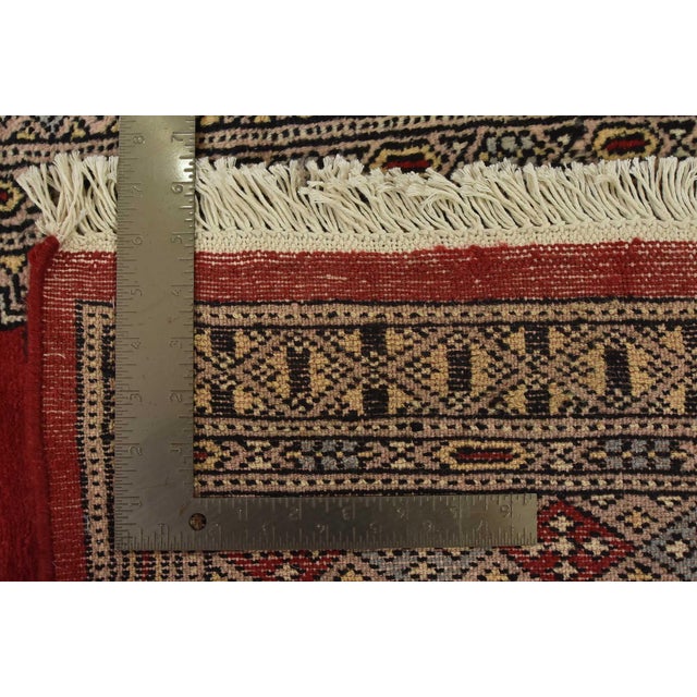 Bokhara Jaldar Rug 4’2” X 6’2” Red Wool Tribal Hand-Knotted Oriental Carpet For Sale - Image 12 of 12