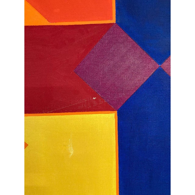 Red Vintage Mid Century Modern Painting by R. Bolton 1969 For Sale - Image 8 of 8