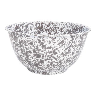 Crow Canyon Home Splatterware, Large Salad Bowl in Grey & White For Sale