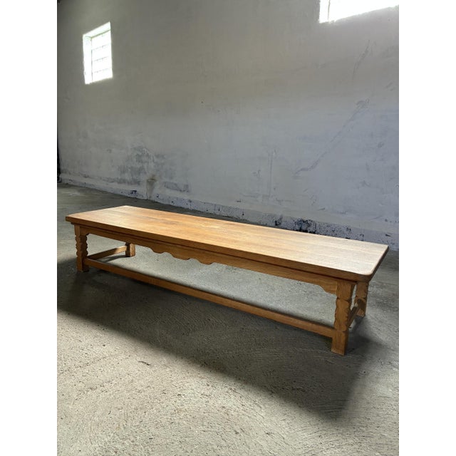 Low Oak Bench in the style of Kjærnulf, 1970s For Sale - Image 10 of 10
