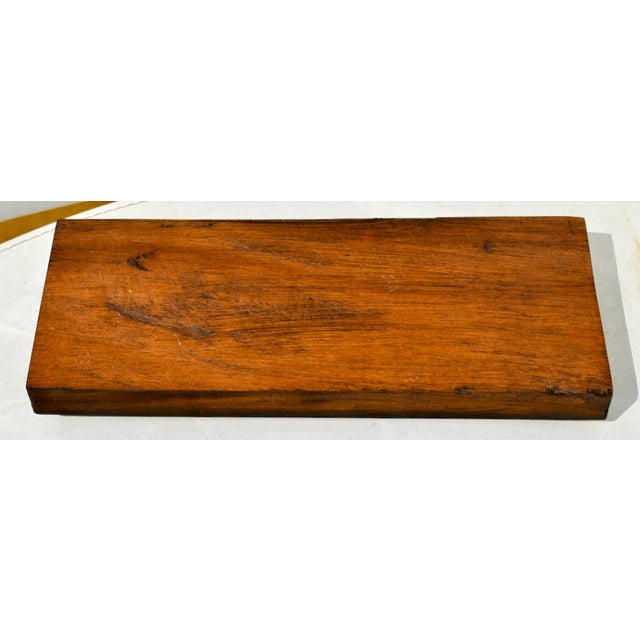 Brown Antique Chinese Carved Teak Fiqural Plaque W/Gold For Sale - Image 8 of 12