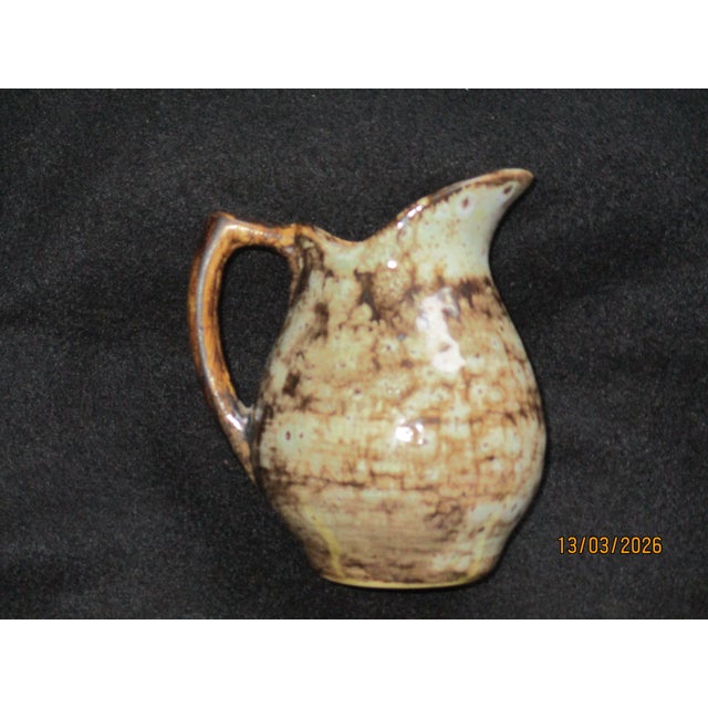 Ceramic Vintage Rustic Art Collectibles Crockery Type Jug Creamer Vase Unique Marked Stoneware Pitcher For Sale - Image 7 of 7