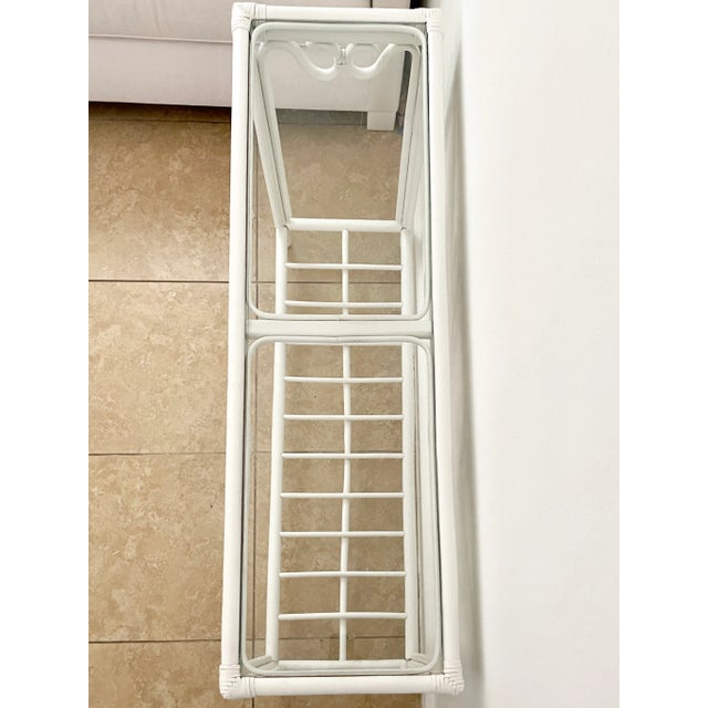 1960s Boho Chic Rattan Console in White Lacquered Finish For Sale - Image 5 of 9