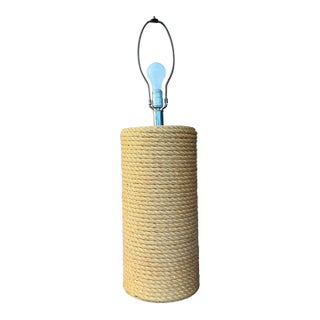 Large Vintage Rope Table Lamp Western Rustic For Sale