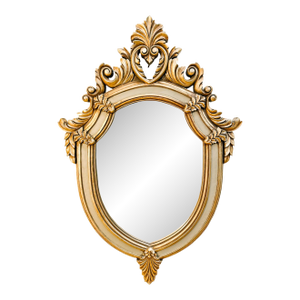 Large Vintage Rococo Style Gold & Silver Grey Shield Wall Mirror