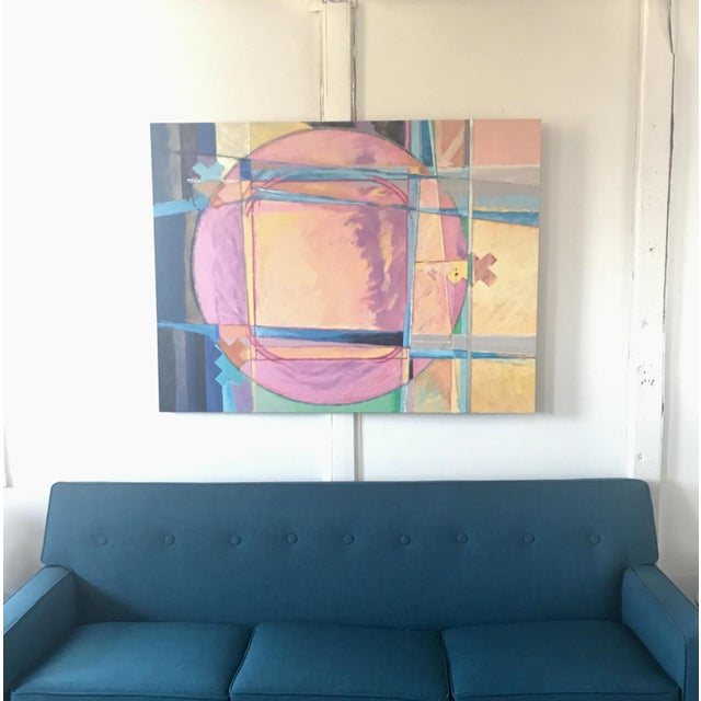 Postmodern Post Modern Abstract Pink Multicolor Painting For Sale - Image 3 of 9