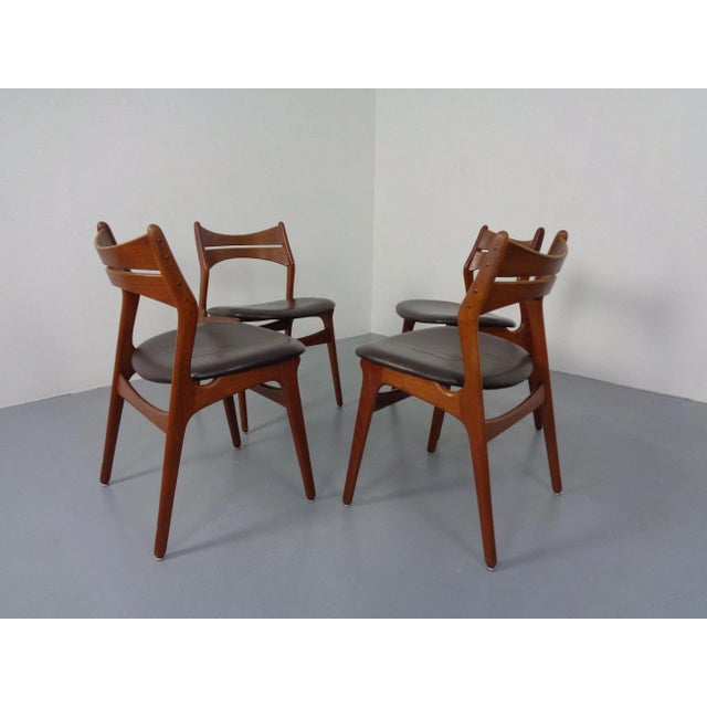 Teak & Leather Model 310 Dining Chairs by Erik Buch for Chr. Christensen, Denmark, 1960s, Set of 4 For Sale - Image 11 of 18