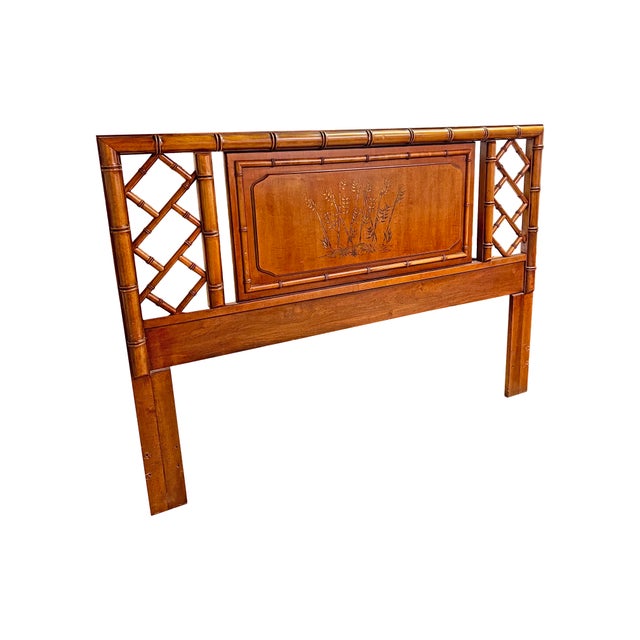 Ornamental & Decorative Materials Vintage Faux Bamboo Aloha Full Headboard Attributed to Thomasville For Sale - Image 7 of 7
