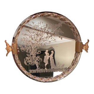 Vintage Ercole Barovier Venetian Murano Glass Mirror Tray For Sale