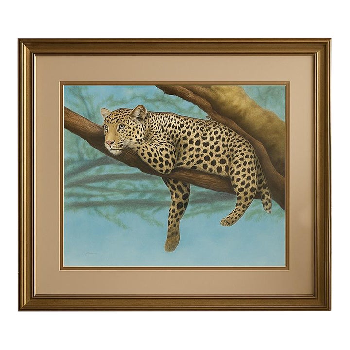 1990s Original Leopard Wildlife Painting – Framed Safari Luxe | Chairish