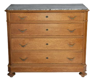 19th Century French Bird'e Eye Maple Dresser With Marble Top