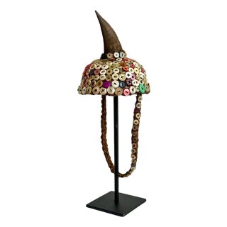 Vintage Original Elders African Lega Hat on Stand For Sale