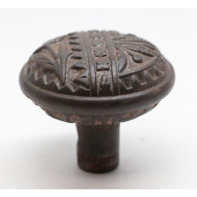 Traditional Antique Asymmetrical Cast Iron Lotus Door Knob For Sale - Image 3 of 4