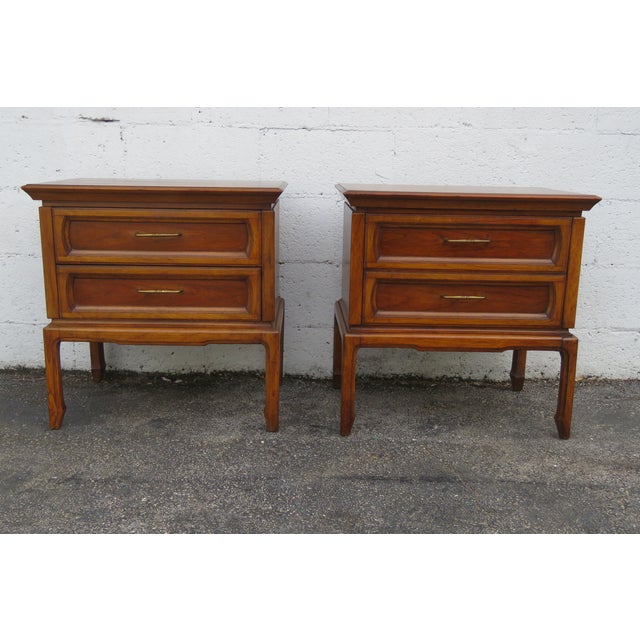 Wood Mid Century Modern Nightstands Side End Bedside Tables a Pair 6260 For Sale - Image 7 of 18