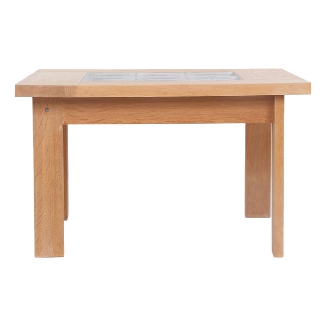 Vintage Danish Coffee Table in Oak with Green Tiles by Edmund Jørgensen, 1970s For Sale