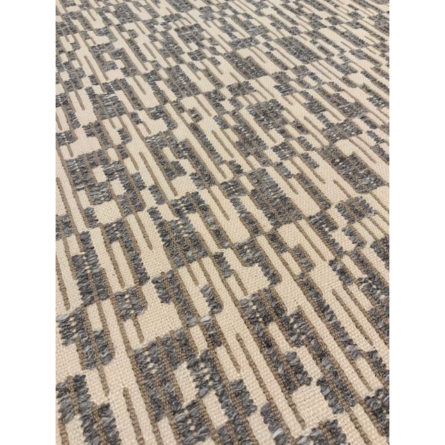 Stylish Gray and Khaki Abstract Geometric Raised Woven Designer Fabric, cream base cloth, course hand, suitable for...