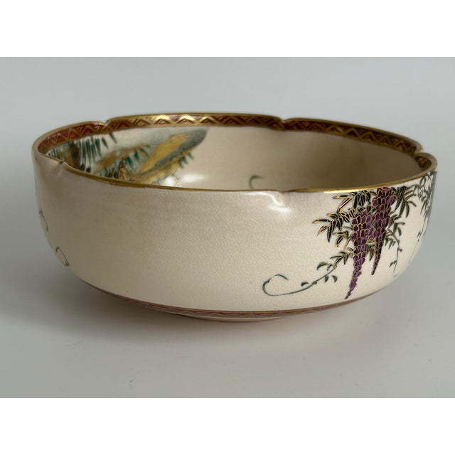 Purple Antique Japanese Satsuma-Style Decorative Bowl, Meiji Period, Signed Koshida (越田) For Sale - Image 8 of 12