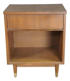 1960s Mid Century Modern Walnut Bedside Table Nightstand Side End Table Drawer