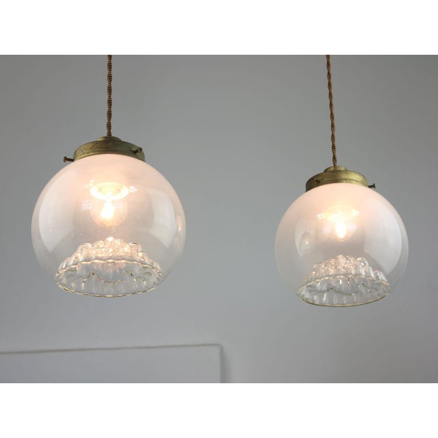 Mid-Century Murano Glass and Brass Pendant Lamp For Sale - Image 12 of 16