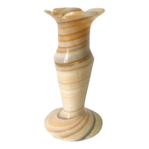 Vintage Carved Floral Banded Agate Bud Vase