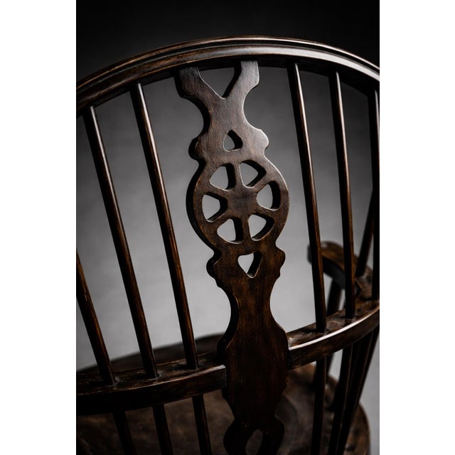 Wood Vintage Windsor Armchair in the English Country Tradition, Refined Form With Companion Chair Available For Sale - Image 7 of 12