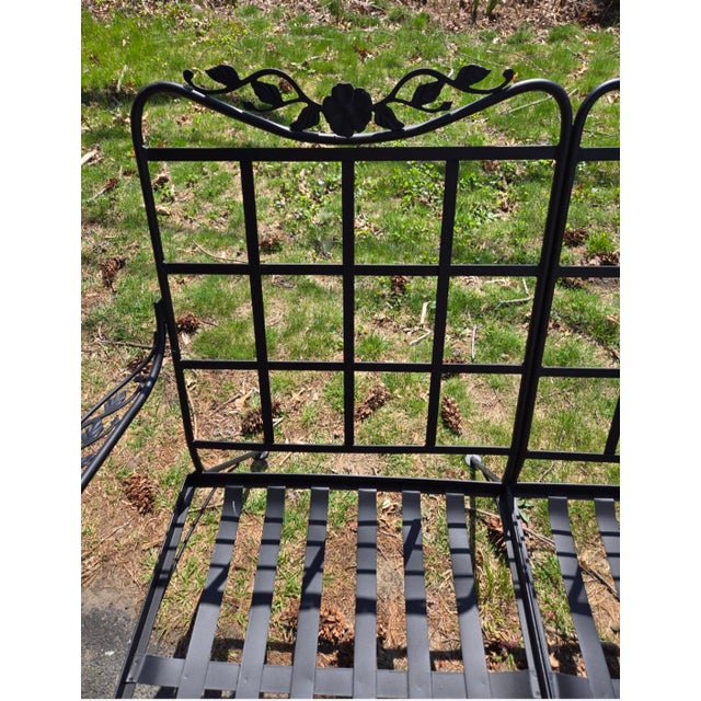 Black Vintage Woodard Wrought Iron Outdoor Patio Furniture For Sale - Image 8 of 8