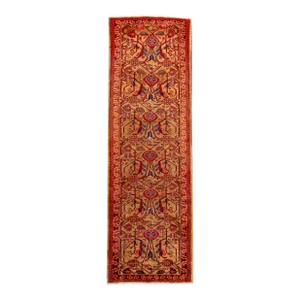 Mid 20th Century Vintage Persian Heriz Handmade Beige Floral Wool Runner
