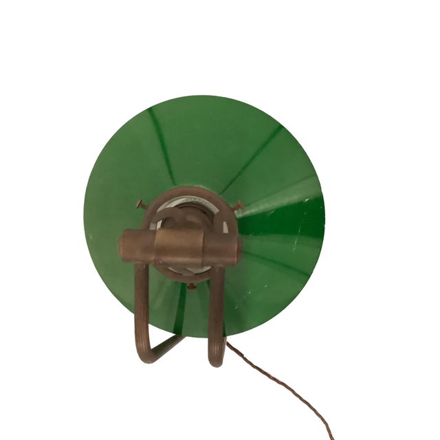 Bankers Table Lamp in Brass With Original Green Glass Shade, Italy, 1940s For Sale In Los Angeles - Image 6 of 8